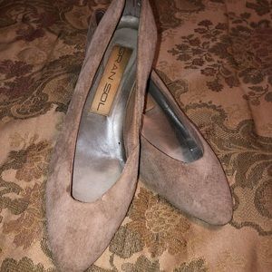 Tan suede low heel shoes.  Size 7.5
